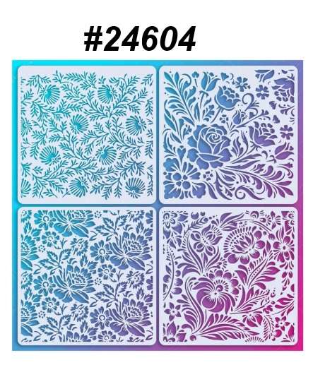 Stencil / Mask / Mixed Media - Wild Flowers (4 pack)