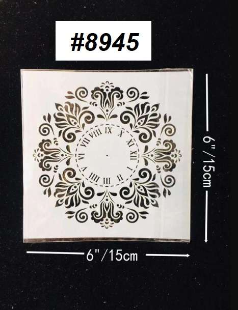 Stencil / Mask / Mixed Media - Geo Flower Clock