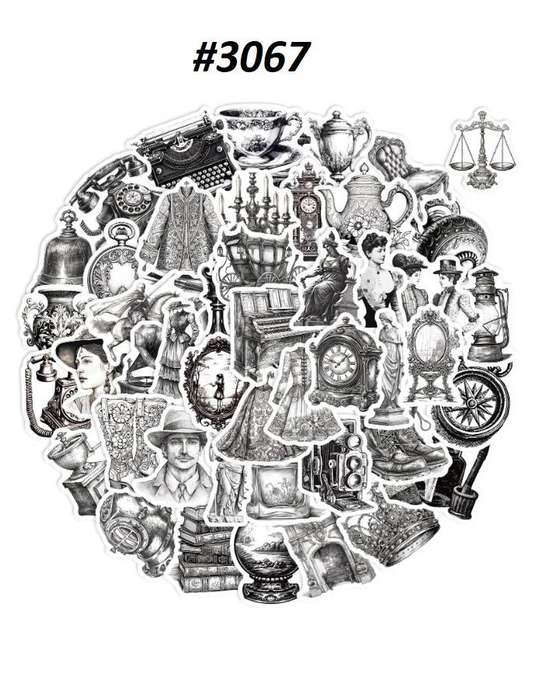 Sticker - Junk Journaling - Scrapbooking - Lady Grey - 50 piece