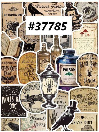 Sticker - Junk Journaling - Scrapbooking - Nightshade - 50 piece sticker