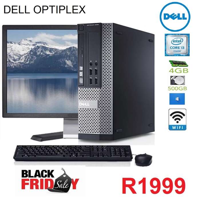 Dell COMPUTER SET- CORE I3 Thin Small Desktop PC  3.0GHz 4GB 500GB Win10 Pro w/19`