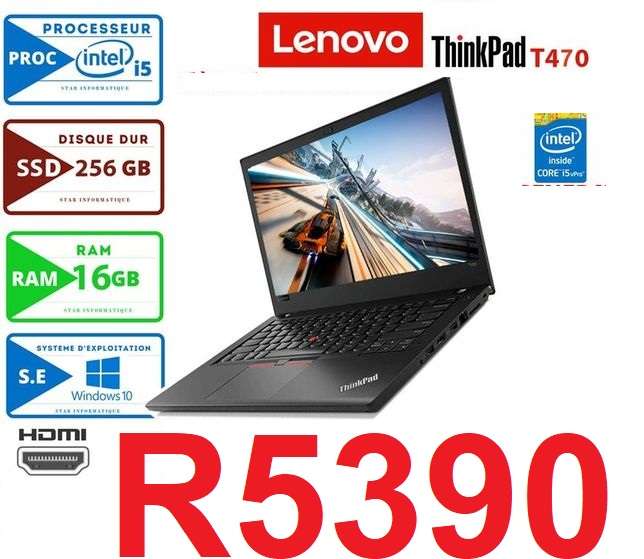 Lenovo LAPTOP ThinkPad T470 Core i5 6th gen-16GB-256GB SSD-14` HD SCREEN