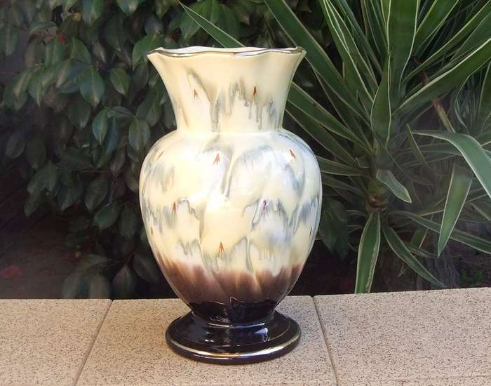 A vintage mid century German lava glaze style vase
