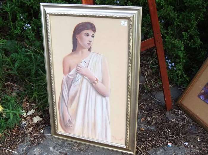 A huge original pastel by SA artist Phil Breedt framed behind glass - Collection only due to glass
