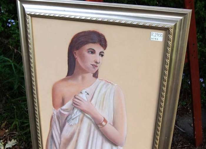 A huge original pastel by SA artist Phil Breedt framed behind glass - Collection only due to glass