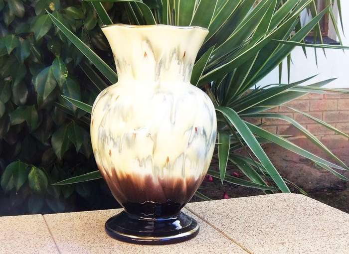 A vintage mid century German lava glaze style vase