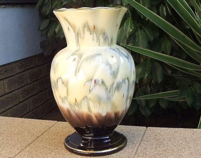 A vintage mid century German lava glaze style vase