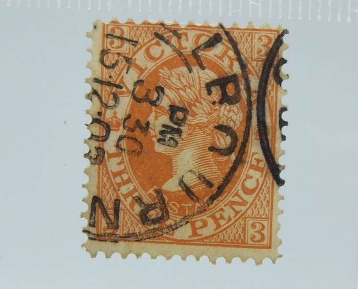 UNDER R100 -Antique / Vintage postage stamp - Victoria / Australia three pence