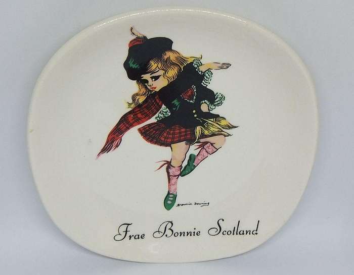 UNDER R100 - Vintage porcelain pin tray / dish - Scottish dancer by Brownie Downing Ceramics