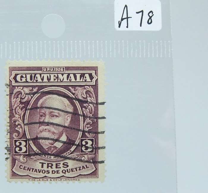 UNDER R100 -Antique / Vintage postage stamp - Guatemala tres Centavos