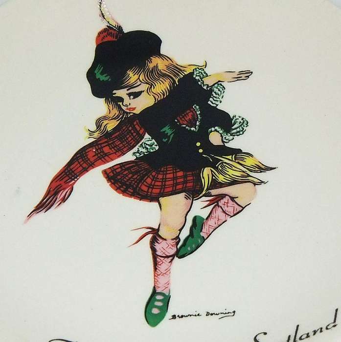 UNDER R100 - Vintage porcelain pin tray / dish - Scottish dancer by Brownie Downing Ceramics