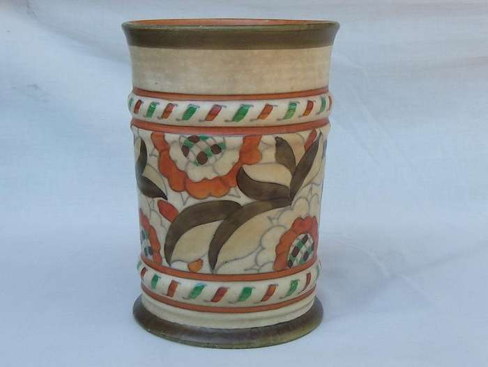 An Art Deco jug made for Crown Ducal signed by Charlotte Rhead