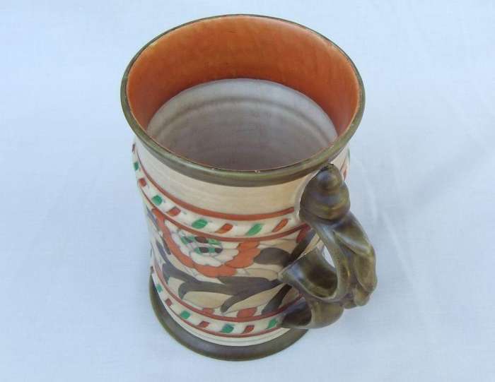 An Art Deco jug made for Crown Ducal signed by Charlotte Rhead