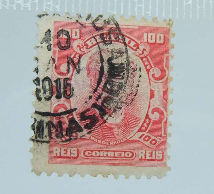 UNDER R100 -Antique / Vintage postage stamp - Brazil 100 Reis
