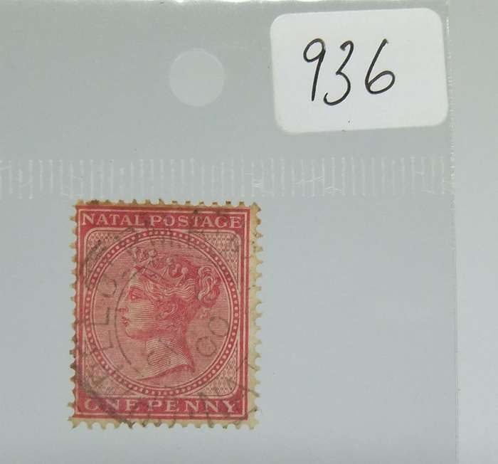 UNDER R100 -Antique / Vintage postage stamp - Natal postage one penny