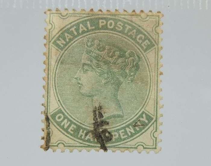 UNDER R100 -Antique / Vintage postage stamp - Natal one half penny