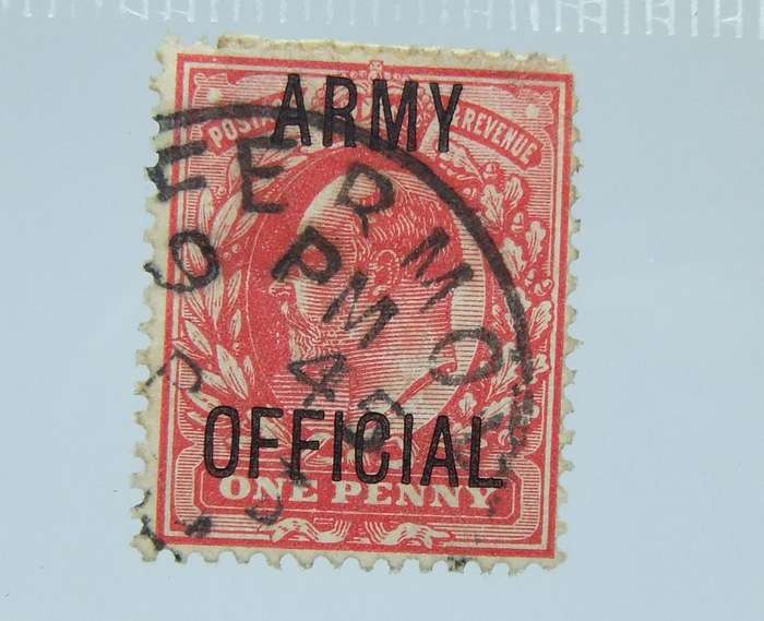 UNDER R100 -Antique / Vintage postage stamp - British 1 penny - Army Official overstamp 1902 - 1911