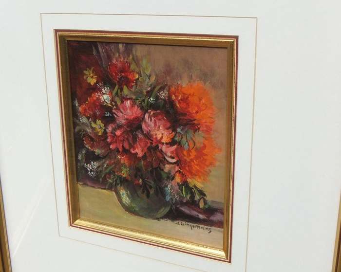 Two original professionally framed oil on board paintings by well known SA artist Jan Dingemans