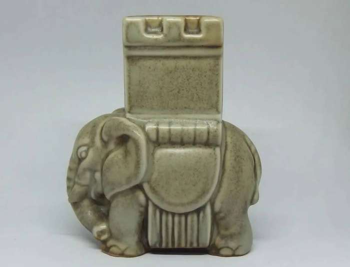 An old porcelain Elephant motif match holder by Bing & Grondahl - Made in Denmark