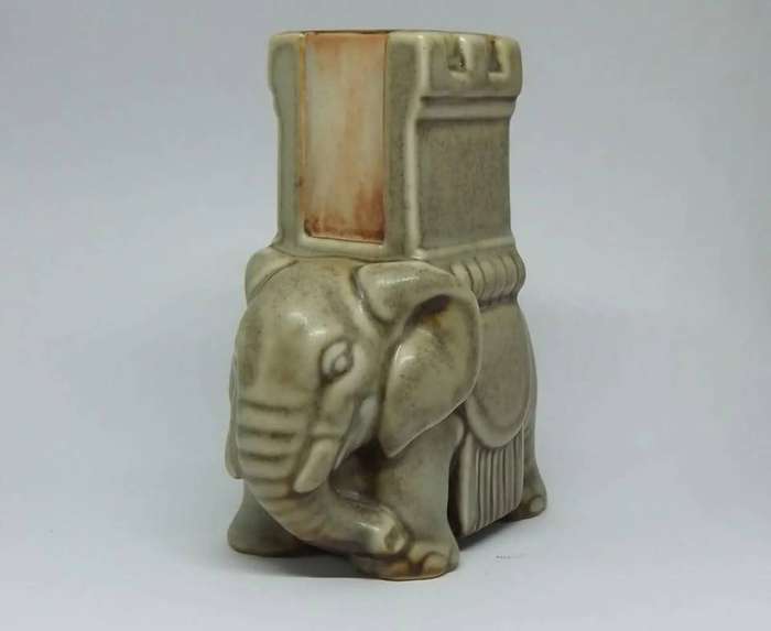 An old porcelain Elephant motif match holder by Bing & Grondahl - Made in Denmark