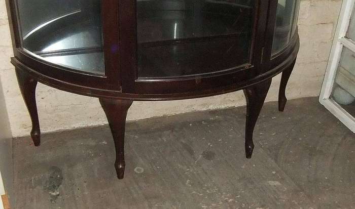 A rare vintage Rhodesian Teak half moon display cabinet made in Salisbury Rhodesia