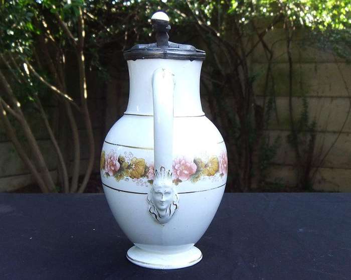 A rare antique mid 1800`s tankard with hinged pewter lid