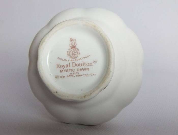 A vintage 1985 Royal Doulton posy vase in the Mystic Dawn pattern