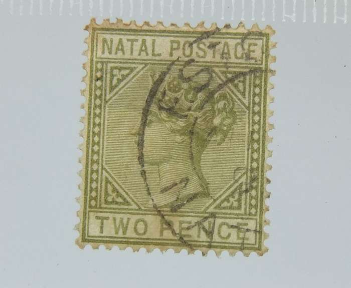 UNDER R100 -Antique / Vintage postage stamp - Natal two pence