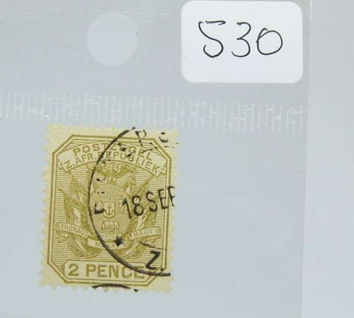 UNDER R100 -Antique / Vintage postage stamp - ZAR two pence