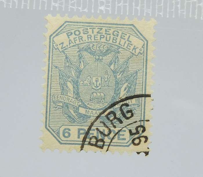 UNDER R100 -Antique / Vintage postage stamp - ZAR sixpence