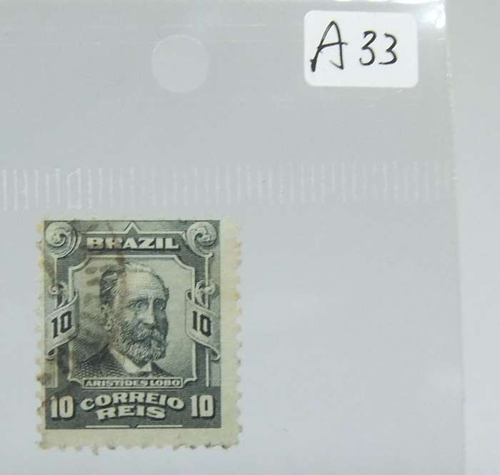 UNDER R100 -Antique / Vintage postage stamp - Brazil 10 Reis