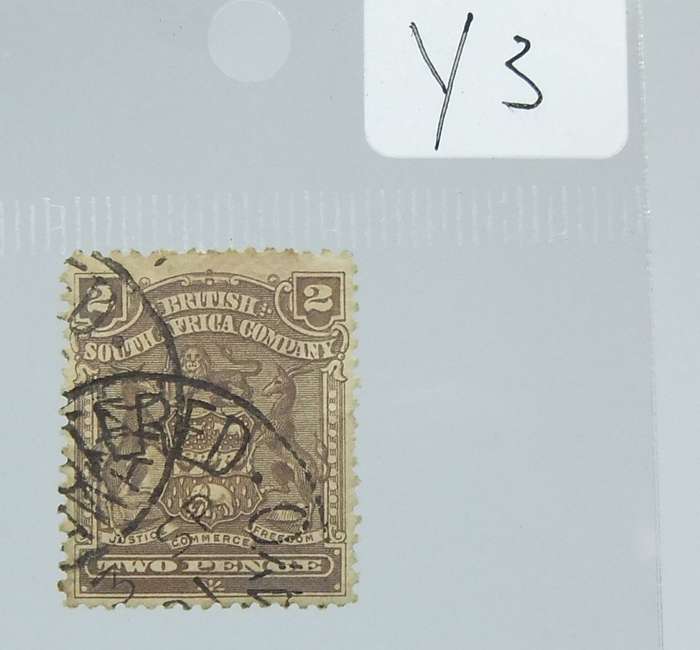 UNDER R100 -Antique / Vintage postage stamp - British South Africa Company two pence