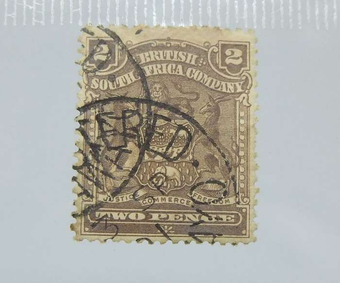 UNDER R100 -Antique / Vintage postage stamp - British South Africa Company two pence