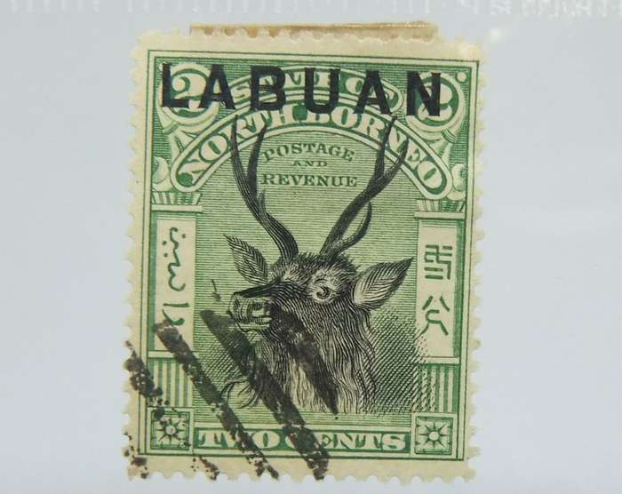 UNDER R100 -Antique / Vintage postage stamp - State of North Borneo Labuan 2 cents