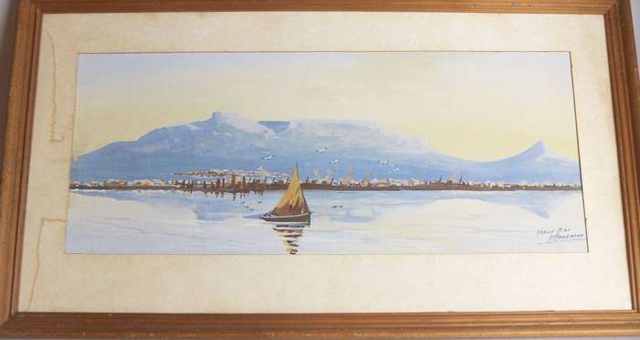 An old original watercolour painting by SA artist H.Anderson in need of a new frame / glass