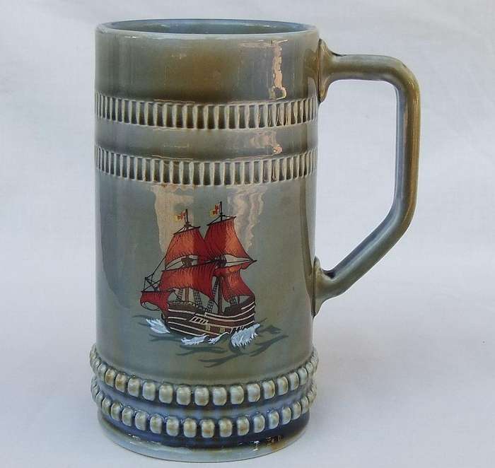 A vintage Irish Wade porcelain bar jug with galleon motif