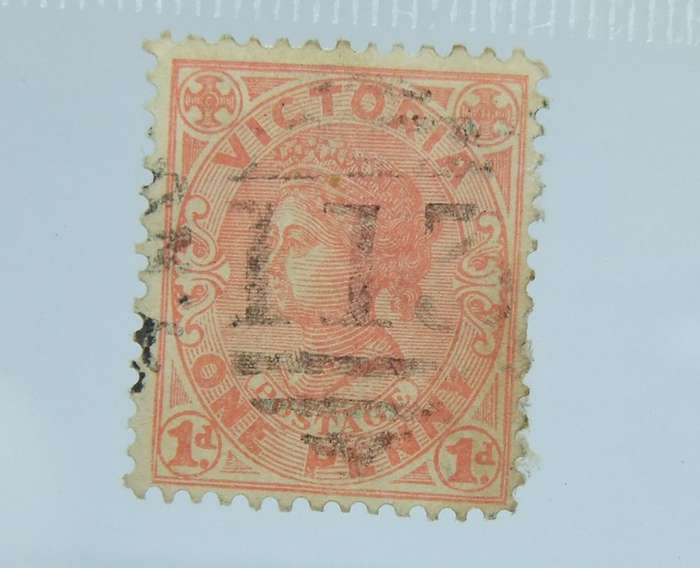 UNDER R100 -Antique / Vintage postage stamp - Victoria / Australia one penny