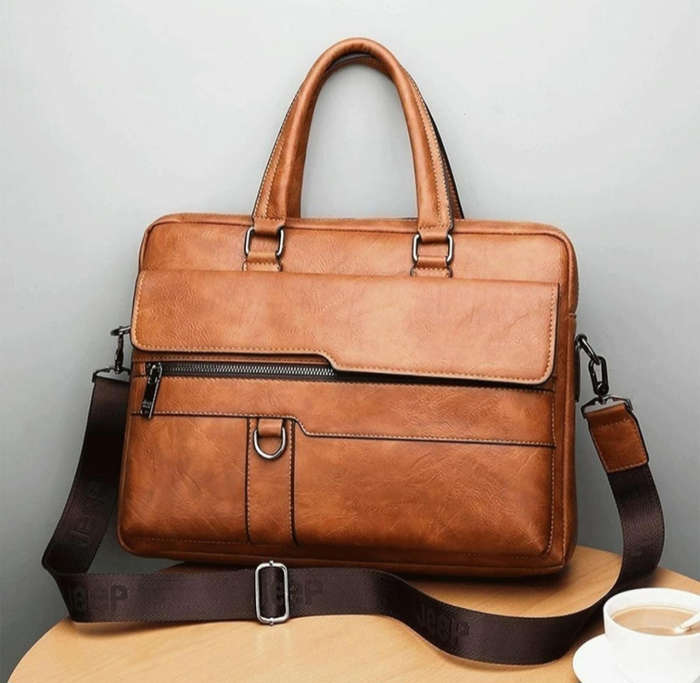 Men Laptop Bag Case Business Briefcase Satchel PU Leather Shoulder Bag
