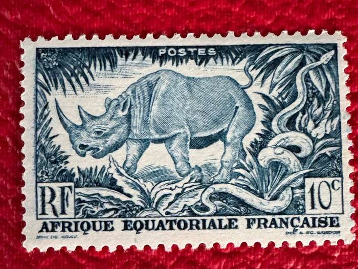 FRENCH EQUATERIAL AFRICA STAMP - BLACK RHINOCEROS