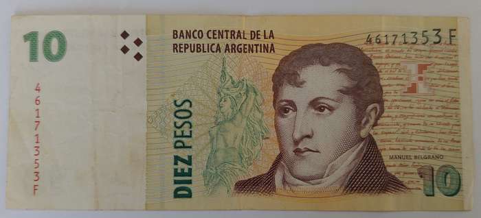 ARGENTINA 10 PESOS BANKNOTE