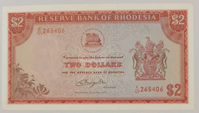 RHODESIA $2 15-04-1977 ***HIGH GRADE***BEAUTIFUL BANKNOTE