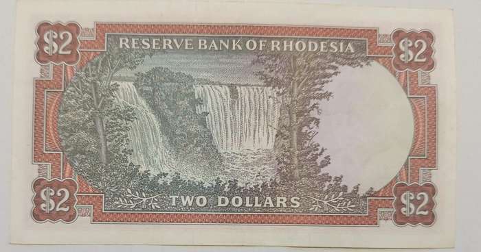 RHODESIA $2 BANKNOTE 10-01-1974