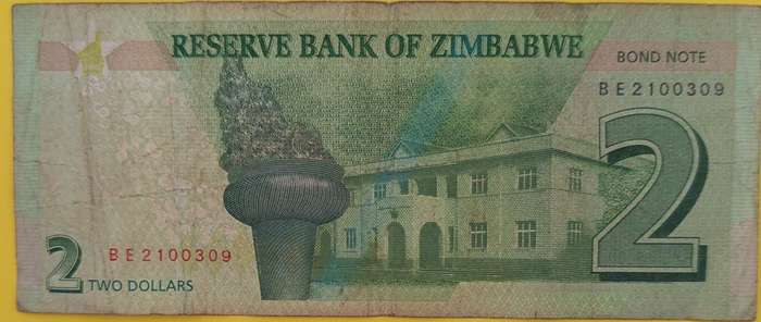 ZIMBABWE $2 BOND BANKNOTE