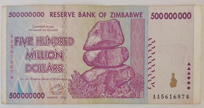 ZIMBABWE $500 MILLION BANKNOTE