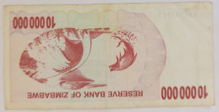 ZIMBABWE $10 MILLION BEARERS CHEQUE