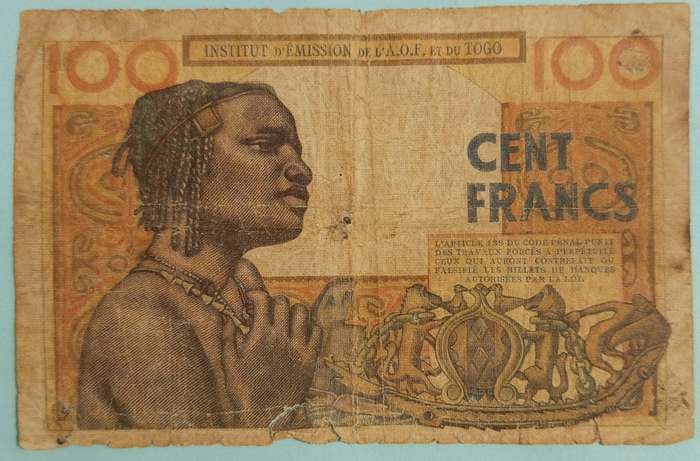 1956 FRENCH WEST AFRICA 100 FRANCS TOGO