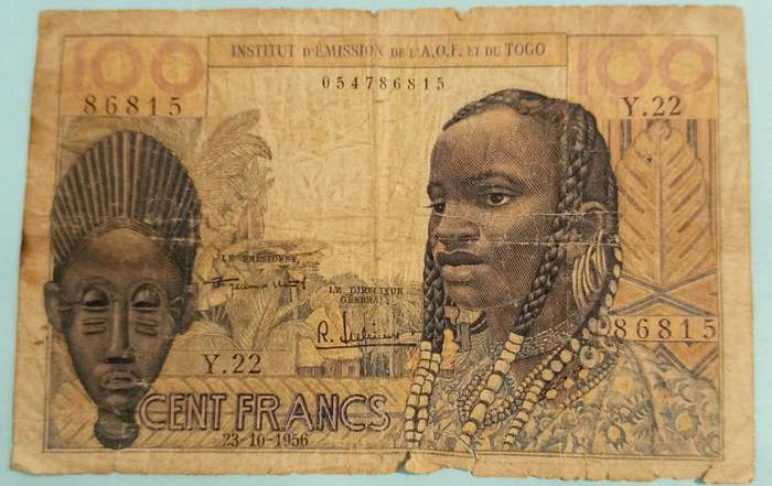 1956 FRENCH WEST AFRICA 100 FRANCS TOGO