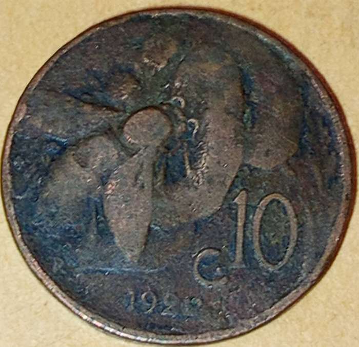 1922 ITALY 10 CENT COIN