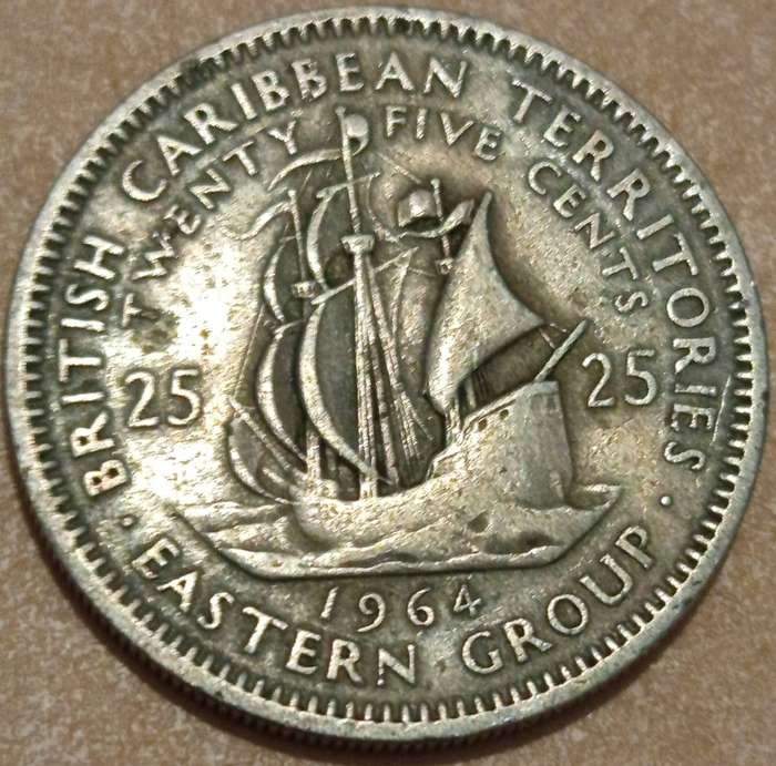 1964 BRITISH CARIBBEAN TERRITORY 25 CENT COIN