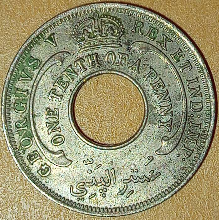 1928 BRITISH WEST AFRICA 1/10 OF A PENNY